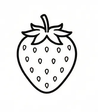 a strawberry with a black outline on a white background.webp